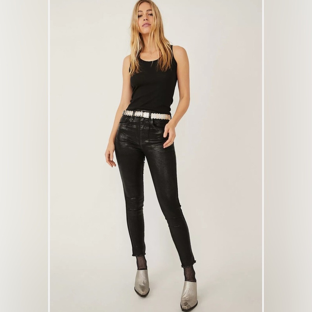 Free People x We The Free Black High Rise Coated Jeans